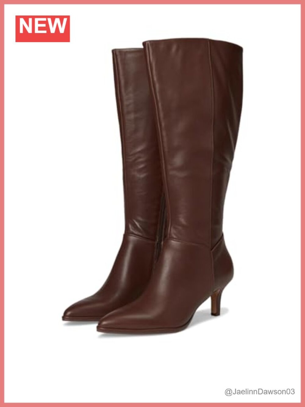 Wide Calf Mid Calf Boots Leather Kitten Heel Zip Closure